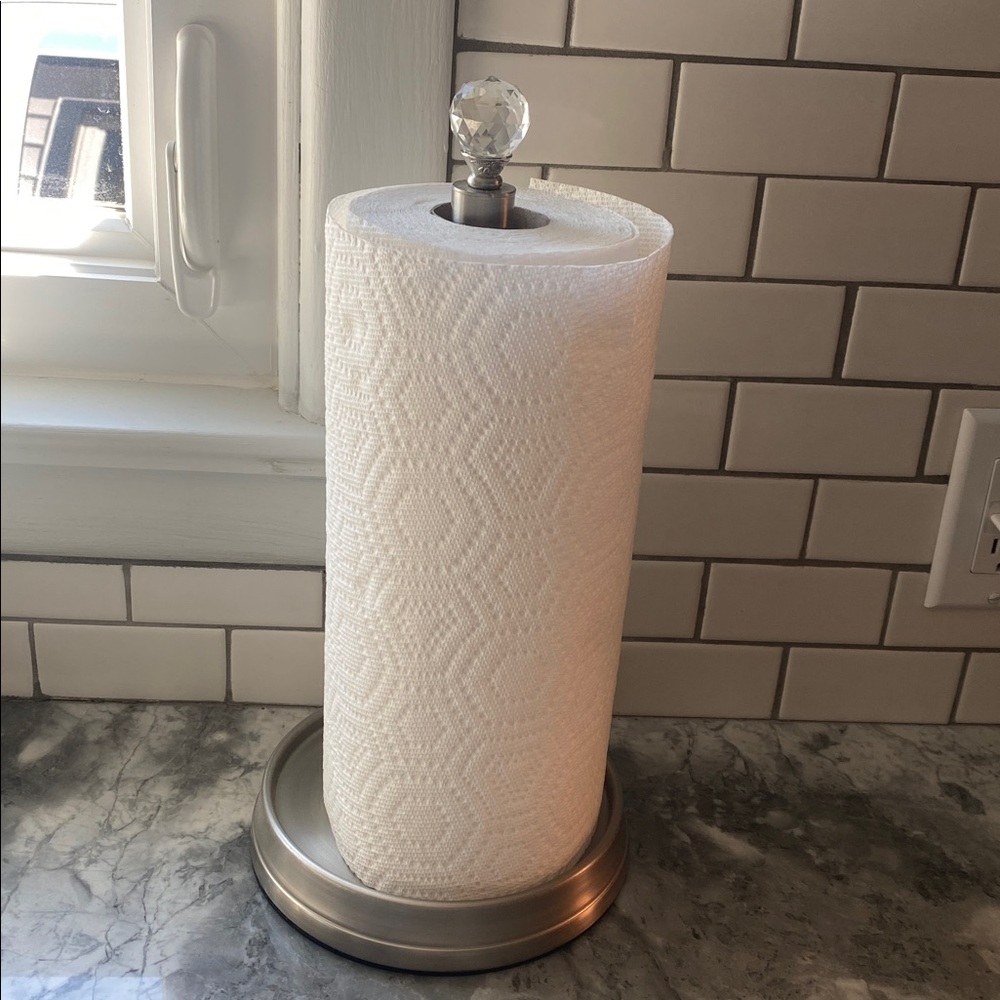 Stainless Steel Paper Towel Holder with Crystal Top - Silver - Picture 2 of 2